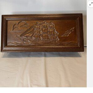 Wood Men's Jewelry Box. 11.3" x 5.3". Ring Compartment. Taiwan. WRS